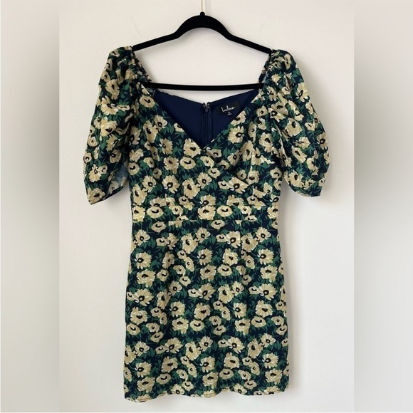 Lulu's Floral Inclusive Sunflower Puff Sleeve Mini Dress - Picture 3 of 12
